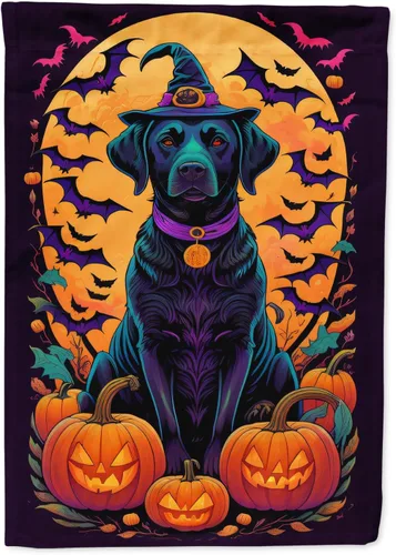 Vista 60 de Caroline's Treasures DAC1466GF - Bandera decorativa para jardín de Halloween de Affenpinscher Witchy para jardín, decoración para patio exterior
