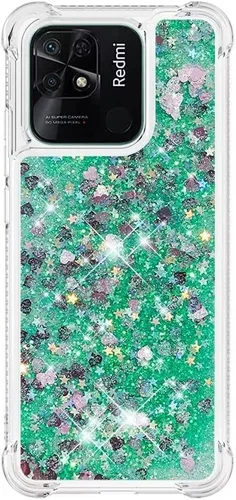 Vista 91 de Funda de silicona transparente con purpurina para Xiaomi Redmi A1 Bling Liquid Clear Star Heart Silicone Bumper a prueba de golpes, funda Azul