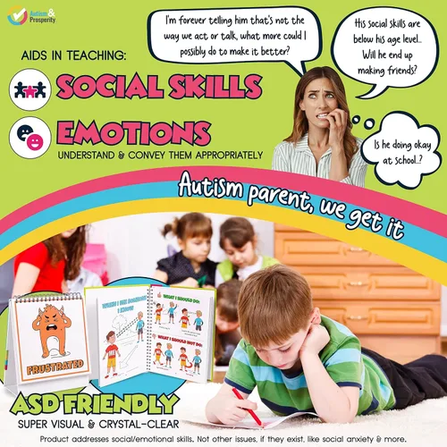 Vista 2 de Autismo & Prosperidad Tarjetas de Aprendizaje de Emociones y Habilidades Sociales para Niños Autistas Niños con TEA Niños Niñas Adolescentes
