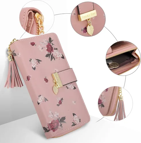 Vista 3 de Carteras RFID para mujer con múltiples ranuras para tarjetas y compartimento para teléfono celular