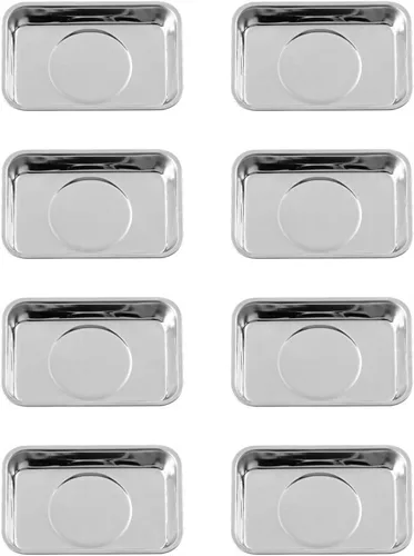 Vista 12 de Juego de 3 bandejas magnéticas de acero inoxidable para tornillos, enchufes, pernos, pasadores, mecánicos y automotrices