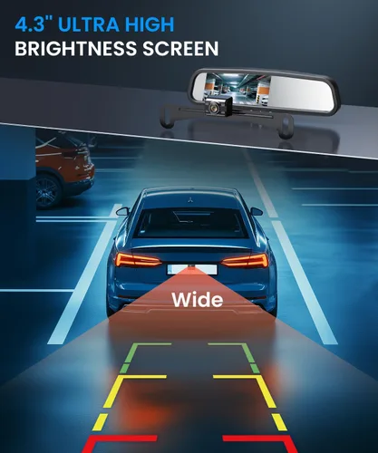 Vista 6 de Auto-Vox Cámara de respaldo de espejo retrovisor: Cámara de respaldo inalámbrica OEM HD de 4.3 '' con sistema de visualización inteligente