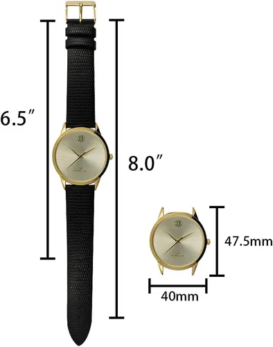 Vista 4 de Peugeot Reloj de esfera desnuda para hombre con correa de cuero negro, Oro, Classic