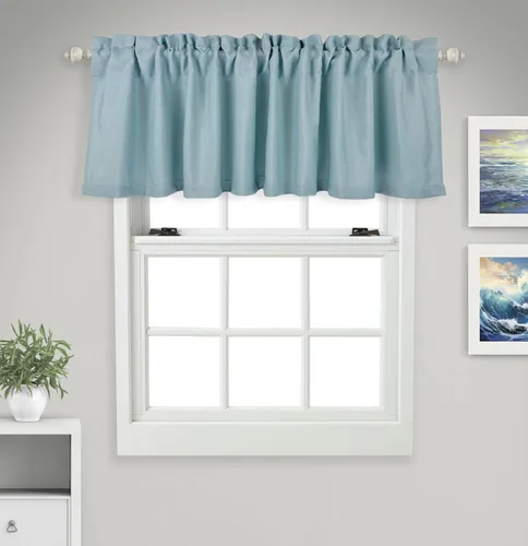 Vista 9 de Aiking Home Cenefas de ventana – 2 paneles de poliéster sólido cenefas de cocina con bolsillo para barra de 2.5 pulgadas para ventanas pequeñas