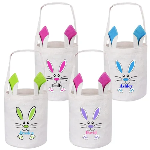 Vista 8 de Paquete de 2 cestas de Pascua personalizadas para niños, cestas de Pascua Touber para niños, cestas de Pascua personalizadas con nombre, regalos