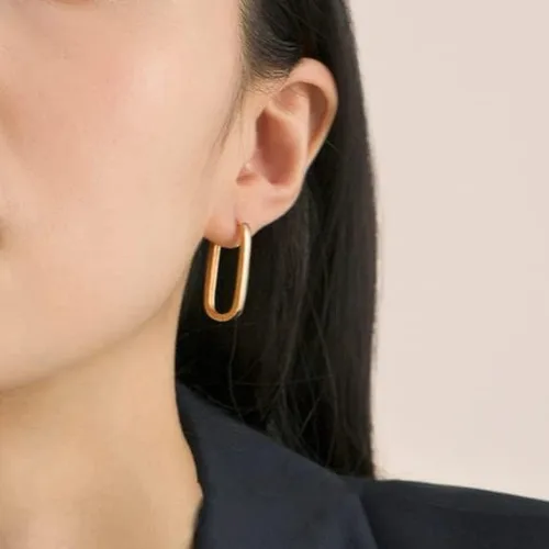 Vista 4 de Aretes de aro chapados en oro de 14 quilates, chapados en oro de 14 quilates, aretes colgantes de oro grueso, ligeros, hipoalergénicos, joyería