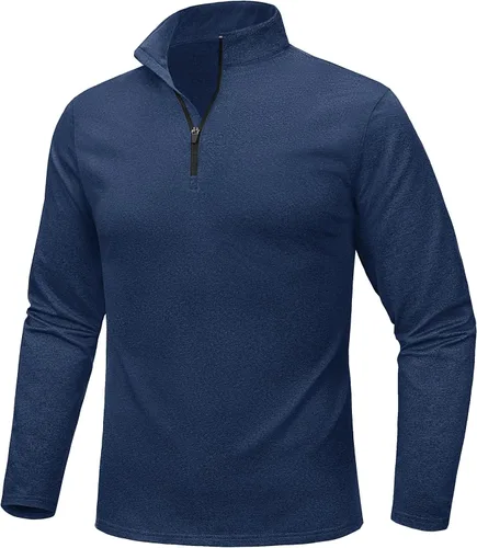 Vista 85 de MAGCOMSEN Sudadera de golf de manga larga con forro polar para hombre, con cremallera de 1/4, térmica, para correr