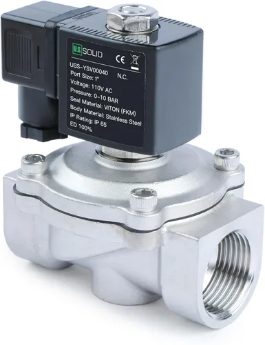 Vista 10 de U.S. Solid Válvula solenoide de latón de 1/2" -110V 120V AC, normalmente cerrada, válvula eléctrica de 10 bar para agua, aire, diesel