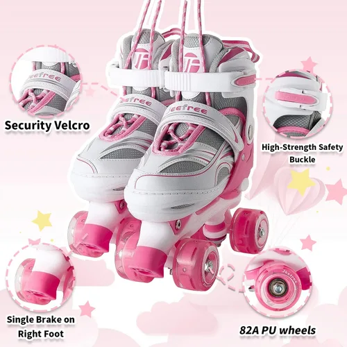 Vista 3 de Rainbow Unicorn 4 Size Adjustable Light up Roller Skates for Girls Boys for Kids，All 8 Wheels of Girl's Skates Shine,Safe and Fun for Kids