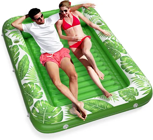 Vista 9 de Jasonwell - Flotador inflable para piscina, 4 en 1, almohadilla para tomar sol para adultos, relajarse en la piscina, flotador lleno de juguetes