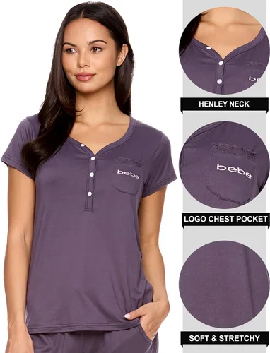 Vista 2 de bebe Conjunto de pijama para mujer camisa de manga corta con pantalones de pijama