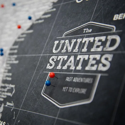 Vista 4 de Tablero de mapa de Estados Unidos con pasadores para marcar viajes de Estados Unidos, hecho a mano en Ohio, EE. UU., Diseño: pizarra moderna