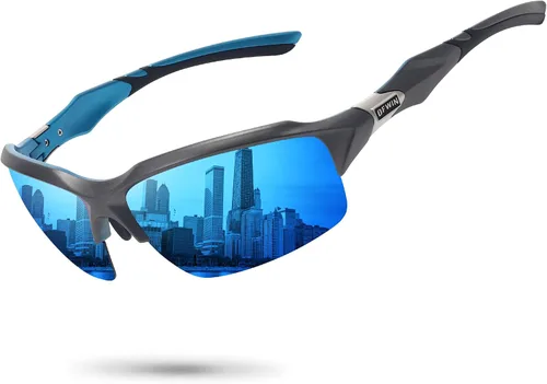 Vista 8 de Gafas de sol deportivas polarizadas para hombres y mujeres, envolventes alrededor de medio marco, ciclismo, pesca, ciclismo, correr, gafas de sol