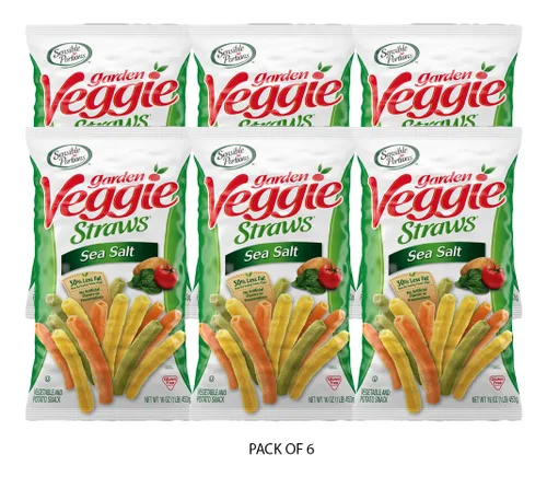 Vista 5 de Sensible Portions Garden Veggie Pajitas, sal marina, 16 onzas (paquete de 6)