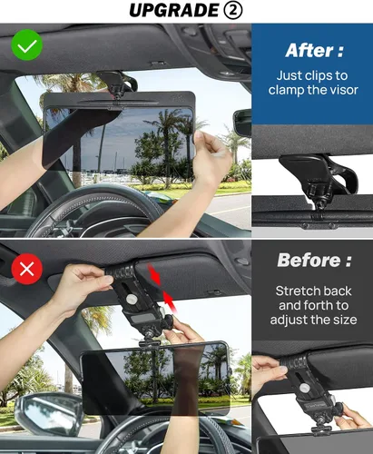 Vista 8 de JOYTUTUS Extensor de visera solar para automóvil, visera solar polarizada antirreflejos universal fácil de instalar, extensión de visera UV400