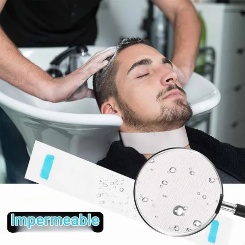 Vista 2 de 5 rollos de tiras desechables para el cuello para barbería, herramienta profesional de papel elástico para peluquería y corte de cabello Papel