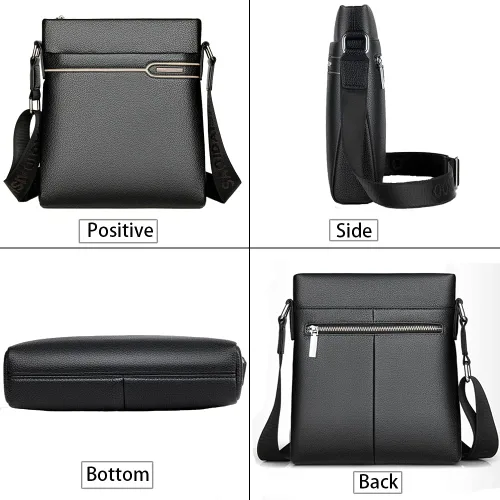 Vista 4 de Men's Leather Shoulder Bag, Men Purse Messenger Bag Business Shoulder Bag Crossbody Briefcase