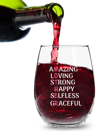 Vista 3 de Copa de vino para madre con palabras cariñosas y cariñosas, regalo de copa de vino para la mejor mamá, regalo para el día de la madre, divertido