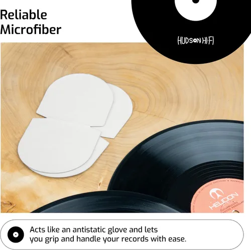Vista 5 de Hudson Hi-Fi Paquete de 3 manoplas de discos antiestáticas para limpiar discos y manejador - Accesorios para tocadiscos con material de microfibra