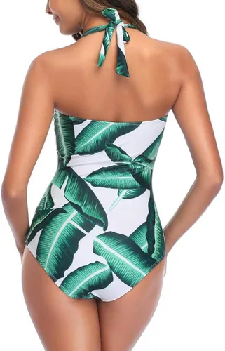 Vista 6 de Traje de baño de yoga para mujer, 1 pieza, con control de abdomen, traje de baño alto Mokini con tirantes delgados, monokini push up