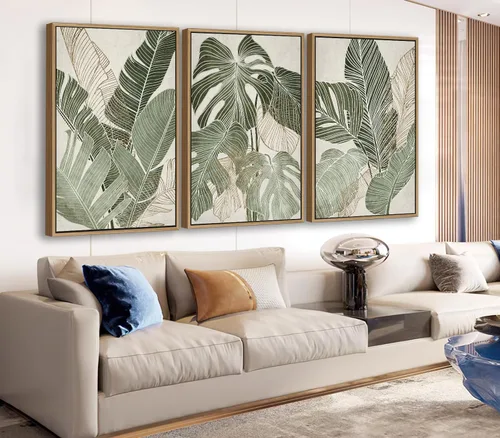 Vista 10 de Arte de Pared Grande con Marco Retro - Marco Flotante Natural con Flores Vintage, Lienzo con Pinturas de William Morris, Cuadros, Impresiones