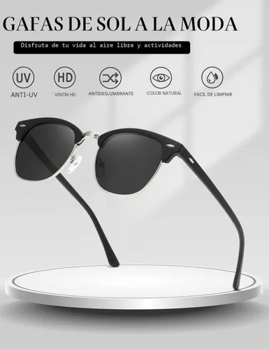 Vista 7 de AEVOGUE Men's Polarized Sunglasses, Semi Rimless Retro UV400 Shades AE0369 A1-mate Negro Plata