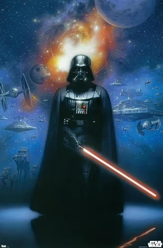 Vista 19 de Trends International Star Wars: Saga - Póster de pared de Vader in Space, 14.725 x 22.375 pulgadas, versión enmarcada de madera de granero