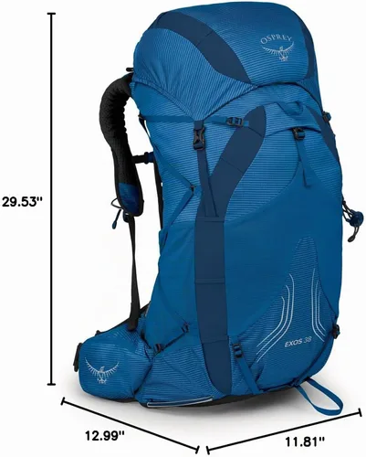 Vista 7 de Osprey Exos 38 Mochila ultraligera para hombre Lazo azul