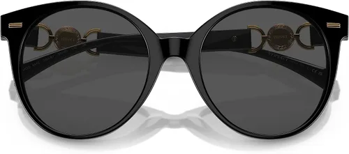 Vista 5 de Versace Gafas de sol redondas gris oscuro VE4442 GB187 55, Negro Gris Oscuro