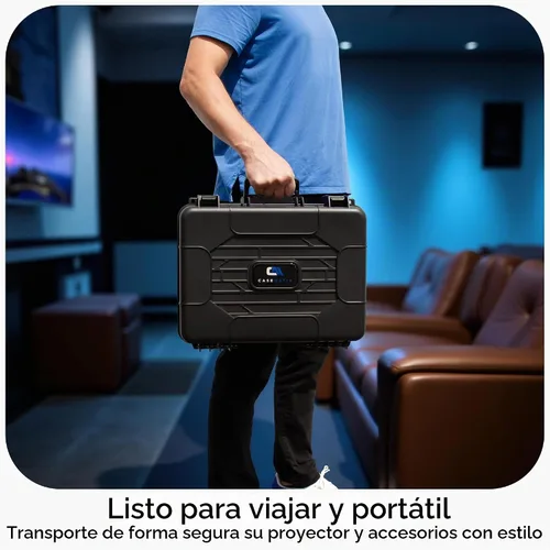 Vista 3 de CASEMATIX Funda de viaje para proyector de carcasa rígida compatible con proyectores Epson VS250 SVGA, VS350 XGA, VS355 WXGA con cable HDMI
