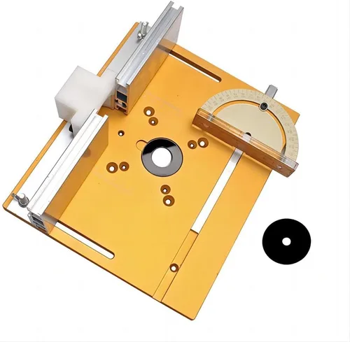 Vista 9 de Placa de inserción de mesa de enrutador de aluminio KETIPED, Bancos de carpintería con placa de enrutador abatible con guía de goniómetro y valla