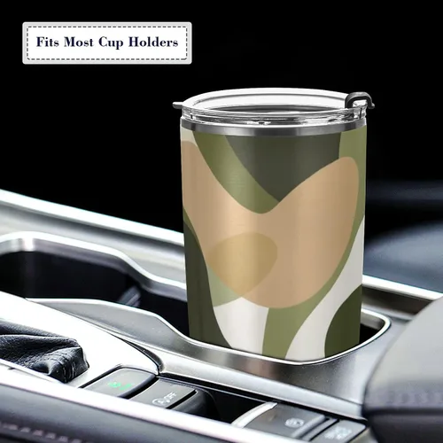 Vista 5 de Camouflage Green White Stainless Steel vacuum insulated water bottle Leak-proof Lid and Straw 20oz travel coffee mug for travel reusable vacuum