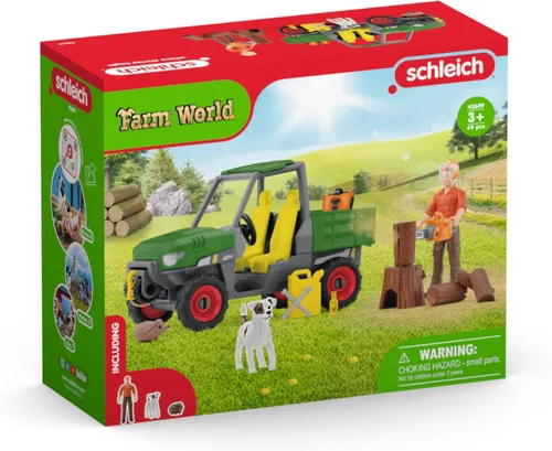 Vista 8 de Schleich Farm World - Juego de trabajo en el bosque con figura de acción, figura de perro, juguete de tractor y accesorios, juego imaginativo