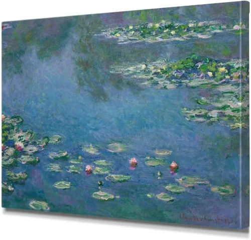 Vista 108 de IPIC - Reproducción artística de los lirios de agua de Claude Monet 1906, impresiones giclée coinciden con el marco dorado clásico, arte de pared