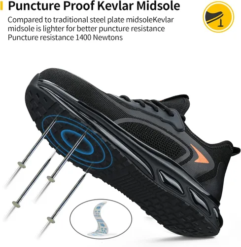 Vista 3 de Zapatos de punta de acero para hombres, zapatos compuestos para hombres de trabajo para mujeres, zapatos de seguridad con punta de acero, ligeros