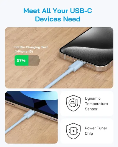 Vista 5 de AISNI - Cargador para iPhone 17/16/15, carga rápida, paquete de 3 cargadores tipo C Bloque de cargador USBC de 20 W para iPhone 17 16 15 Pro max