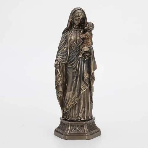 Vista 3 de Veronese Design 11 3/8 pulgadas Señora de Gracia Virgen María Escultura Políptica de la Natividad Resina Fundida en Frío Estatua Acabado Bronce