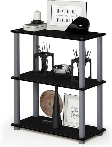 Vista 118 de Furinno Turn-N-Tube - Estantes de almacenamiento, estante para libros de 3 niveles, estante esquinero, estantes abiertos sin herramientas