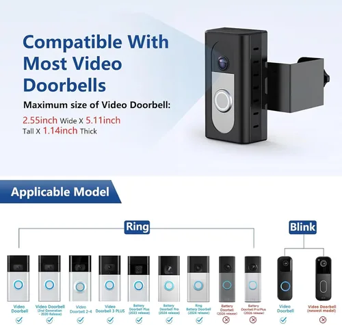 Vista 2 de KIMILAR Soporte Antirrobo para Timbre de Video Compatible con Timbre de Video Inalámbrico Ring/Blink, Accesorios de Soporte de Montaje Ajustable