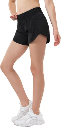 Vista 5 de Aurefin Pantalones cortos deportivos para niñas, pantalones cortos de secado rápido para niños, adolescentes y niñas, pantalones cortos deportivos