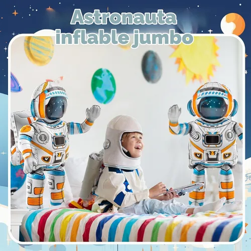 Vista 6 de Jenaai - 2 globos inflables de astronauta de 53 pulgadas 4D de pie