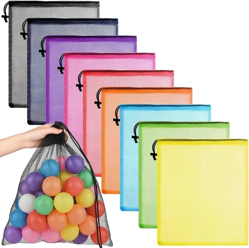 Vista 12 de PLULON Bolsa de malla con cordón, bolsa de almacenamiento de malla con cordón, bolsa de lavandería para gimnasio, nailon para almacenamiento, viajes