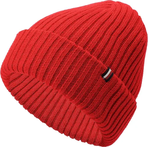 Vista 2 de Tommy Hilfiger Sombrero de puño acanalado para mujer, Rojo primario