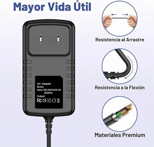 Vista 5 de Adaptador CA/CC de 12V 2A para teclado Casio WK-1630 PX-100 PX-300