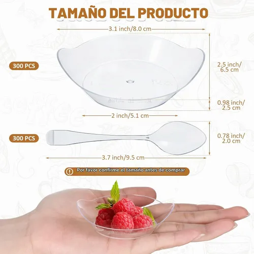 Vista 2 de Potchen - 600 mini platos de postre de 3.1 pulgadas con cucharas