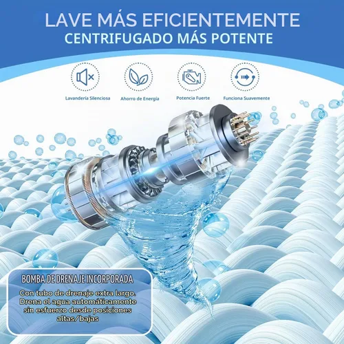 Vista 4 de Erivess Lavadora compacta de 1.9 pies cúbicos, lavadora portátil de 15 libras con 8 programas de lavado, lavadora de lavandería compacta