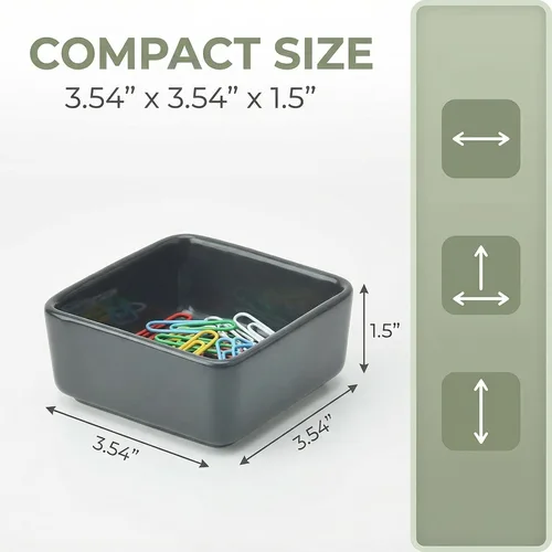 Vista 7 de Organizador de clips de papel de cerámica, dispensador cuadrado para escritorio, soporte de clip de carpeta y soporte para pasador Bobby, regalo