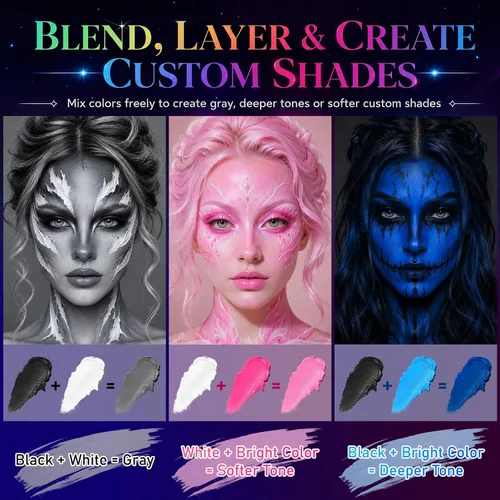 Vista 6 de UCANBE Athena Basic Face Body Paint Palette 12 Colors Oil-Based SFX Kit