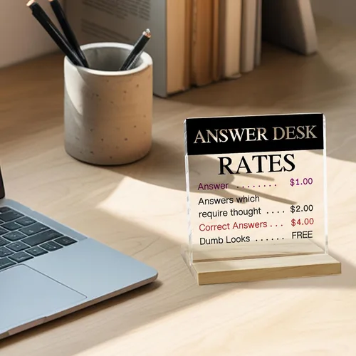 Vista 2 de Answer Desk Rates - Letrero decorativo para oficina, regalos de oficina para compañeros de trabajo, divertidos regalos de jefe