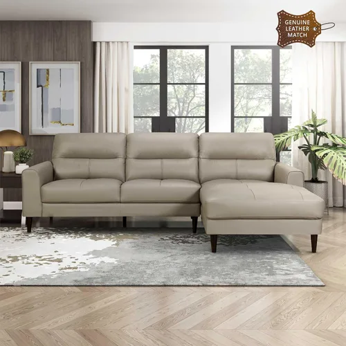 Vista 16 de Lexicon Juego de 2 muebles de sala de estar, juego de sofá de cuero de grano superior, brazo de pista, patas de madera maciza, cómodos sofás que
